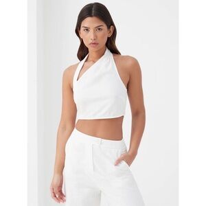 4th & Reckless white linen halter crop top NWOT